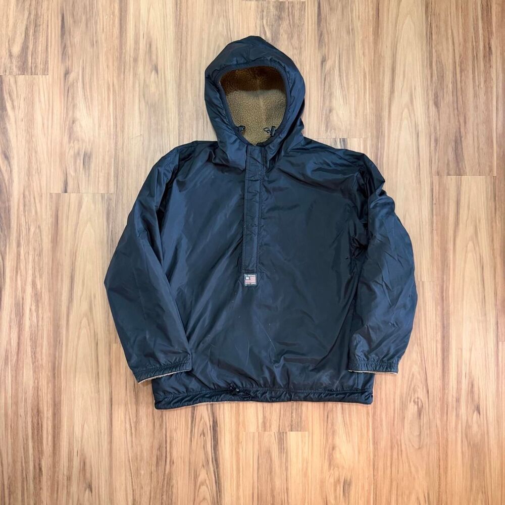 1990s Polo Jeans Co. Ralph Lauren Reversible Hooded Sherpa Fleece Deep Pile SZ M